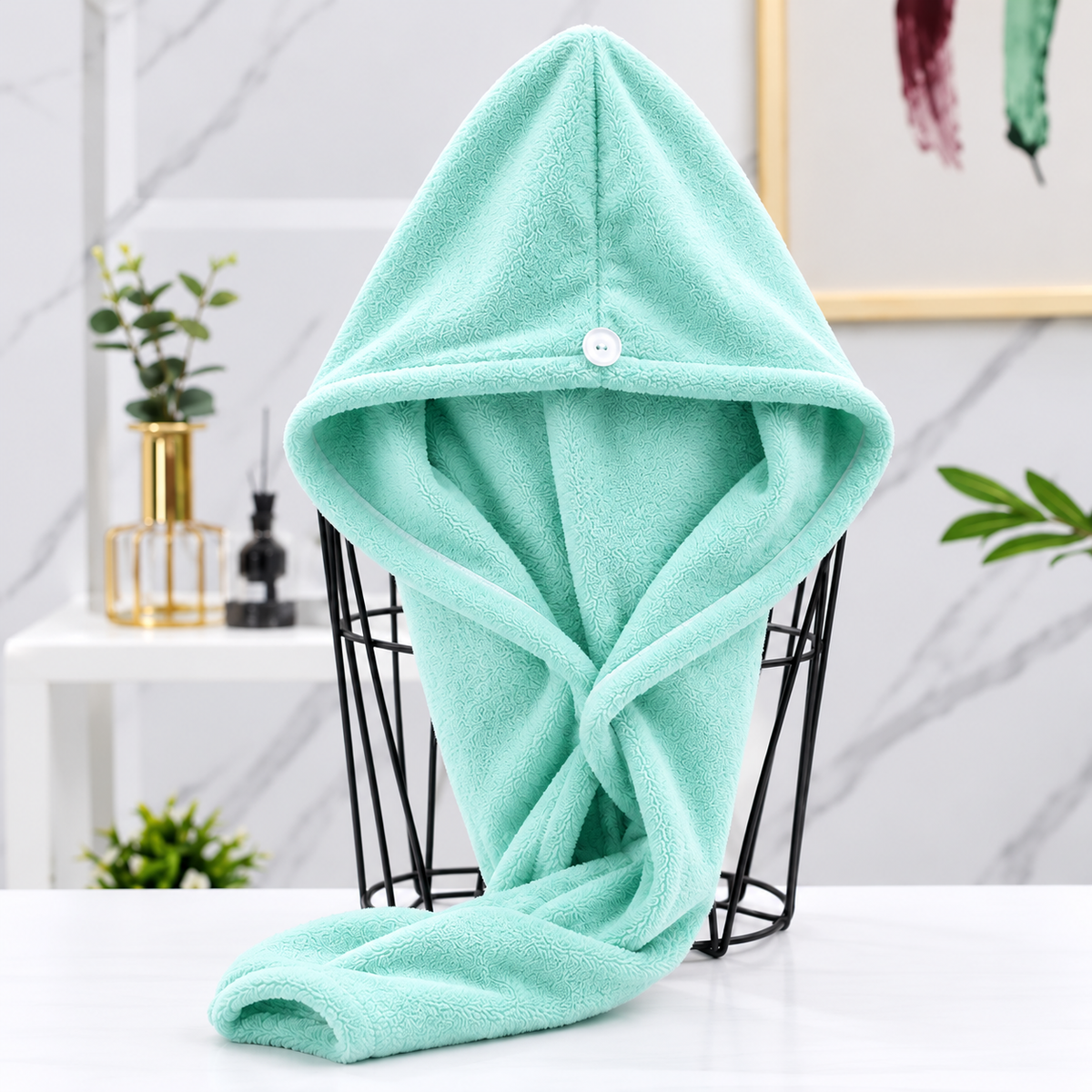 Microfiber Hair Towel (Dry Hair Faster, With Less Friction)