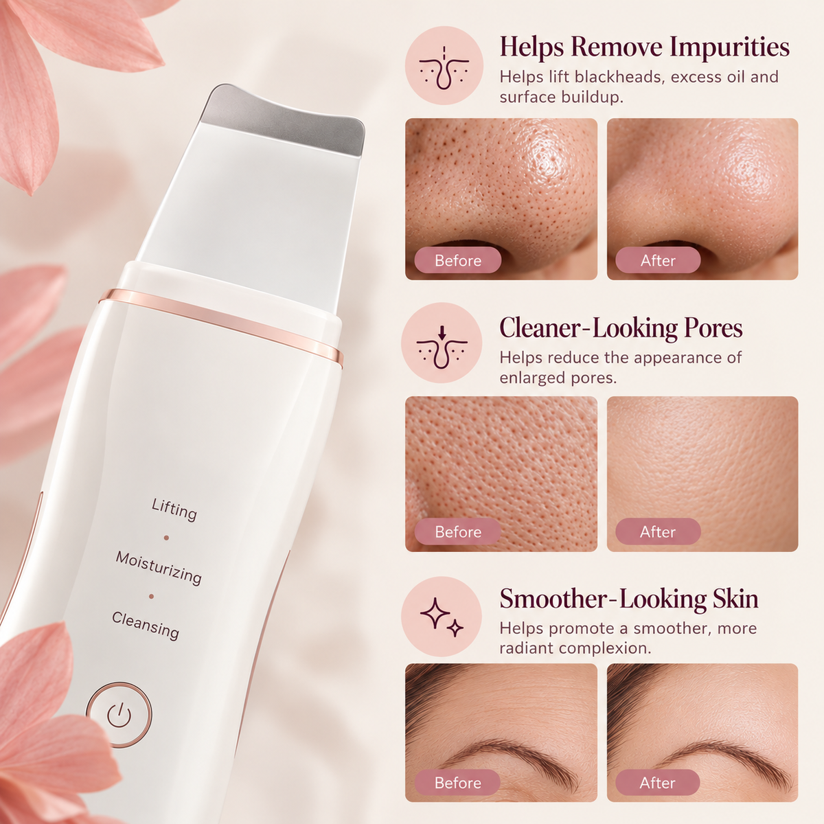 Ultrasonic Skin Scrubber (Cleaner, Smoother-Looking Skin in Minutes)